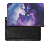 XJLAPWS Étui De Protection De Passeport Galaxy Wolves Wolf Animal Étui De Passeport en Cuir PU avec Fente pour Carte De Crédit