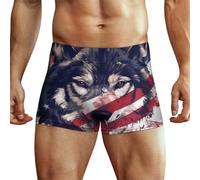 XJLAPWS sous-Vêtements pour Hommes Drapeau Américain Animal Loup sous-Vêtements Boxer Extensible pour Homme