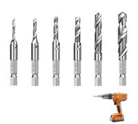 XJLyaya 6 Pcs Forets Taraudeurs Combinés M3 M4 M5 M6 M8 M10, Foret Metal, Coffret de Meches à Bois Tige Hex, Convient aux Matériaux Tels Que le Métal, le Plastique et le Bois