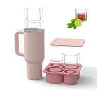 XJLyaya Bac a Glacon, Glacons Moule, Bac a Glacons Avec Couvercle, Moule Glacon Silicone, Glaçon, Adapté aux Tasses Stanley de 20 a 40 Oz, Bière, Whisky, Café, Quatre Grilles (C)