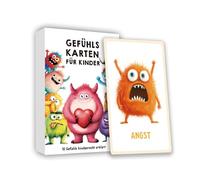 XJLyaya Emotions Enfant, Le Monstre des Émotions, Cartes Emotions, Cartes Émotionnelles pour Enfants en Allemand, avec Explication Textuelle, Adapté à École Maternelle et Primaire