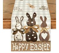 XJLyaya Nappe de Pâques, Chemin de Table de Pâques Lapin Tendance 183* 33 cm, Chemin de Table Imperméable, Convient aux Tables à Manger, Tables Basses, Bureaux et Plans de Travail D'atelier