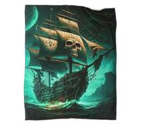 XJmoney Couverture en Flanelle Polaire Douce et Moelleuse avec Motif imprimé 3D en Forme de Bateau Pirate, Couverture d'hiver Confortable pour Adultes, 152 x 203 cm