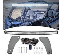 XJMOTO Barre lumineuse LED incurvée tout-terrain de 127 cm 288 W et supports de montage pour pare-brise de toit supérieur avec kit de câblage d'interrupteur à bascule compatible avec Can-am Maverick