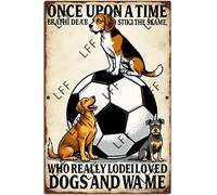 XJPXFQ Plaque vintage en métal avec inscription « A Girl Who Really Loved Soccer And Dogs It Was Me The End » - 20,3 x 30,5 cm