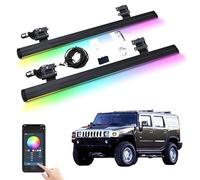XJPZFC Marchepieds électriques rétractables compatibles avec Hummer H2 2004-2025 | Marchepieds latéraux antidérapants à déploiement Automatique, Barres Nerf en Aluminium aéronautique(Without Light)
