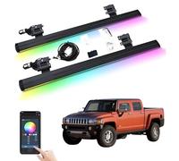 XJPZFC Marchepieds électriques rétractables compatibles avec Hummer H3 2005-2025 | Marchepieds latéraux antidérapants à déploiement Automatique, Barres Nerf en Aluminium aéronautique(Without Light)