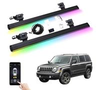 XJPZFC Marchepieds électriques rétractables compatibles avec Jeep Patriot 2010-2016 | Marchepieds latéraux antidérapants à déploiement Automatique, Barres Nerf en Aluminium aéronautique(with Light)