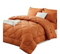 XJQ Couette 2 en 1 Easy Sleep with 2 Pillowcases,Easy Washing (Orange,220 * 240cm)