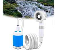 XJQ Douche Camping, Kit Douche De Camping, Pompe De Douche éLectrique Rechargeable avec TêTe De Douche Vanne D'ArrêT Et Batterie 5000mah IntéGréE pour ExtéRieure, Camping, RandonnéE (1pcs)