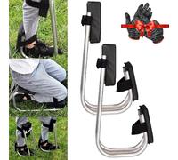 XJQ Knee Seat Leg Brace for Gardening, Kneeling Brace for Gardening, Ergonomic Ankle Support Garden Kneeler and Seat, Durable Thick Kneeling Pad & Galvanized Steel (Black*2pcs)