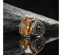XJruixi Bague de fiançailles pour Hommes européens et américains, Bijoux de Luxe, carré Yellowstone