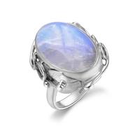 XJruixi Bagues en Pierre de Lune Naturelle pour Hommes Bague en Argent Sterling 925 pour Femmes avec Grosses Pierres 11x17MM Pierres précieuses ovales Cadeaux en Gros