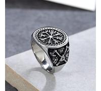 XJruixi Biker Men Garçon Retro Viking Compass Ring Nordic 316L Acier Inoxydable Hache Valknut Bague Triangle Bijoux Cadeau Vente en Gros Nouveau