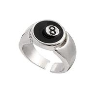 XJruixi Black Ball 8 Adjustable Ring Male Ring Punk Cool Charm Jewelry Motorcycle Cocktail Party Accessories