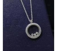 XJruixi Collier Circulaire Mobile en Argent Sterling 925 Trois Diamants pour la Mode féminine Luxe Marque Bijoux Cadeau de fête