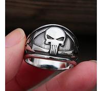XJruixi Gothic Personality Punisher Skull Ring for Men Punk Hip Hop Stainless Steel Bike Punisher Rings Cool Men Fashion Jewelry Gift