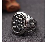 XJruixi Gothic Satanic Cross Ring for Men Retro Stainless Steel Biker Satan Signet Ring Fashion Jewelry Gift Wholesale Size 7-13