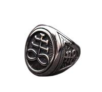 XJruixi Gothic Satanic Cross Ring for Men Retro Stainless Steel Biker Satan Signet Ring Fashion Jewelry Gift Wholesale Size 7-13