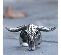 XJruixi Gothic Stainless Steel Bull Ring Punk Biker Men Bull Head Animal Ring Jewelry Wholesale Drop Shipping