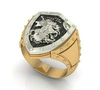 XJruixi Gothique Punk Chevaliers Templier 'George Le Victorieux' Maçonnique Bague pour Hommes Hip Hop Anniversaire Party Band Bijoux Bagues