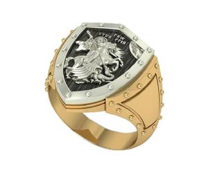 XJruixi Gothique Punk Chevaliers Templier 'George Le Victorieux' Maçonnique Bague pour Hommes Hip Hop Anniversaire Party Band Bijoux Bagues