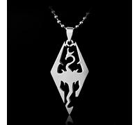 XJruixi Movie Jewelry Stainless Steel Necklace Dinosaur Skyrim The Elder Scrolls Dragon Necklaces Pendants Charm Choker Men Gift