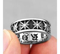 XJruixi Polaris Star Flower Stainless Steel Mens Rings Simple Trendy Retro for Male Boyfriend Biker Jewelry Creativity Gift Wholesale