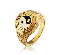 XJruixi Potins de Style Chinois Yin Yang Symbol Bagues pour Hommes Or/Argent Couleur Amulette en Acier Inoxydable Anneau Hommes Bandes Bijoux Cadeau