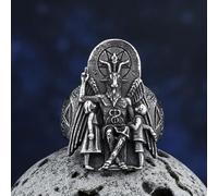 XJruixi Punk Vintage Bague Lucifer Satan Chevalière pour Homme Bon Détail Aubis Punk Bijoux