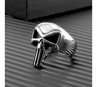 XJruixi Retro High Polished Stainless Steel Punisher Men's Ring Punk Stainless Steel Biker Rings for Men Jewelry Gift