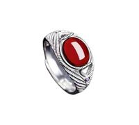 XJruixi Retro Inlaid Red Green Stone Silver Color Open Ring for Women Fashion Temperament Banquet Jewelry