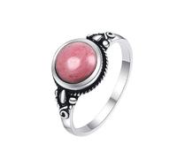 XJruixi Rétro Romantique Naturel Rhodochrosite 925 Bagues en Argent Sterling pour Femmes Haute Qualité Pierre De Mariage Cadeaux d'anniversaire Fine Jewelry