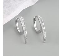 XJruixi Silver Color Hoop Earrings Elegant Accessories Sparkling Zircon Earrings for Girl Women Fashion Exquisite Party Accessories