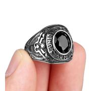 XJruixi Stainless Steel Men Rings Rhinestone United States Army Punk Hip Hop for Biker Male Boyfriend Jewelry Creativity Gift Wholesale