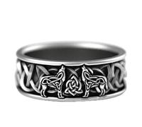 XJruixi Viking Mythologie Nordique géant Loup Hommes Bague défense Totem Loup Mode Hip hop Rock Unisexe Doigt Bague Punk Cadeau