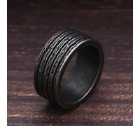 XJruixi Vintage Black/Silver Color Stainless Steel Striped Ring for Men Women Personality Fashion Punk Men Rings Jewelry Gift Wholesale