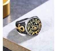 XJruixi Vintage Egyptian Eye of Horus Rings for Men Women Punk Biker Stainless Steel Ancient Egyptian Rune Ring Amulet Jewelry Gift