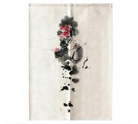 XJSDI 90-200 cm Lotus chinois peinture coton lin rideau porte rideau rideau court rideaux pour chambre à coucher cuisine porte rideau moitié