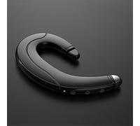 XJST Écouteurs De Conduction Osseuse, Casque Bluetooth Bouchon Non Oreille, avec Micro Sweatwprofile, Réponse Casque D'appel Téléphonique pour La Randonnée De Randonnée Conduite,Noir,Binaural