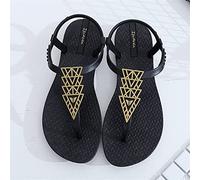 XJST Flip Flop Sandales pour Femmes, Sandale De Flop À Bascule Féminine, Tongs De Style String De Confort Orthotique, Pantoufles De Plage D'été en Plein Air Imperméables,Noir,38