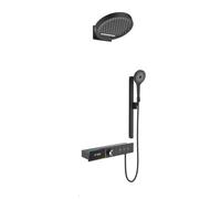 XJTNLB 32 cm Douche Encastrée 3 Sorties Robinet de Douche Cascade avec Affichage LED de La Température et Commande Piano, Noir