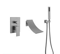 XJTNLB Mitigeur Baignoire Cascade Robinet Douche Encastrable Gris Pistolet Robinet Mural Salle de Bain Baignoire En Laiton
