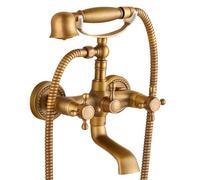 XJTNLB Mitigeur Baignoire Vintage Robinet Mural Double Poignée Croisée Robinet Baignoire Antique Mitigeur Bain Douche Retro avec Bec Pivotant