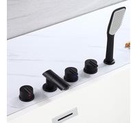 XJTNLB Mitigeur Bain Douche Noir Robinet Pour Baignoire 5 Trou Bec Rotatif à 360° Robinet Mitigeur Baignoire et Douche