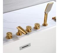 XJTNLB Mitigeur Bain Douche Or Robinet Pour Baignoire 5 Trou Bec Rotatif à 360° Robinet Mitigeur Baignoire et Douche