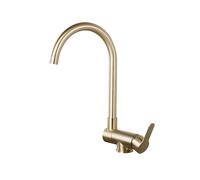 XJTNLB Mitigeur Cuisine Rabattable Doré Brossé Robinet de Cuisine Rabattable Sous Fenetre en Acier Inox 304, Robinet D'Évier Pliable à Levier Unique 180° Sous Fenêtre-C