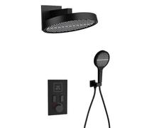 XJTNLB Mitigeur de Douche Encastré à Levier Colonne de Douche à Effet Pluie Ronde avec Affichage Digital et Douchette à Main 3 Modes,Noir