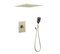 XJTNLB Mitigeur Douche Encastrable Or Brossé 400 × 400 mm Pommeau de Douche Cascade Installation au Plafond