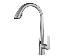 XJTNLB Mitigeur Evier Brossé Robinet Infrarouge avec Douchette 2 Jets Bec Col de Cygne Robinet Cuisine Froid & Chaud